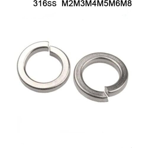 100Pcs DIN127 GB93 M2 M3 M4 M5 M6 M8 316 Stainless Steel Shells Pad Spring Lock Washer Elastic Gasket HW007 High Quality
