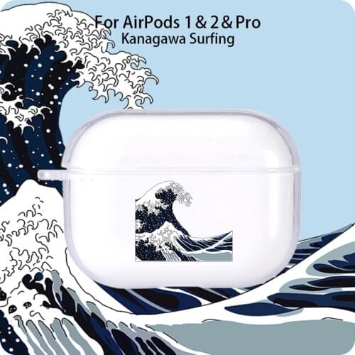 Airpods Pro Case Cover The Great Sea Wave Pattern Clear Soft Case For Bluetooth Wireless Earphone Air pods 2 Accessories Gift