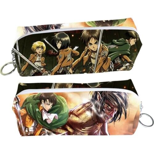 Anime Attack on Titan Zipper Cosmetic Bags Synthetic Leather Pencil Bag for Gift & Collection