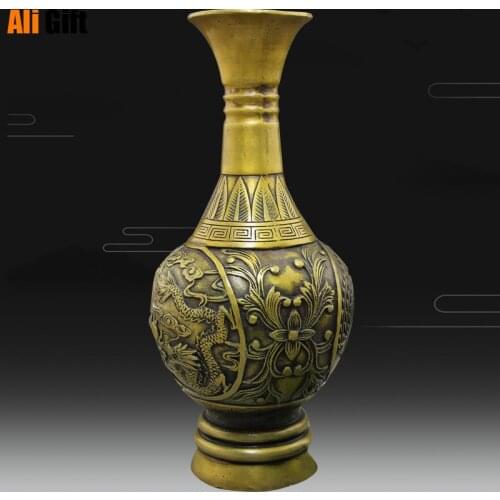 Antique Crafts CollectionCopper Brassware Brass Vase Ornaments Collection Ornaments Brass Dragon And Phoenix Vase Ornaments