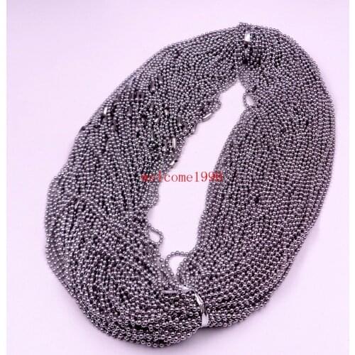 Free DHL wholesale Price 500pcs/ Lot 2.4mm wide 24 inch Stainless Steel beads ball chain necklace fit pendant