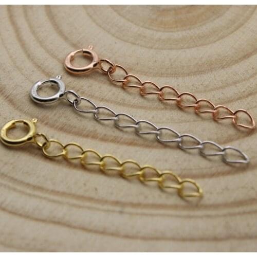 925 Sterling Silver Chain Necklace Extension Chain with Lobster Clasp Connector Bracelet Extension Chains For Jewelry Making