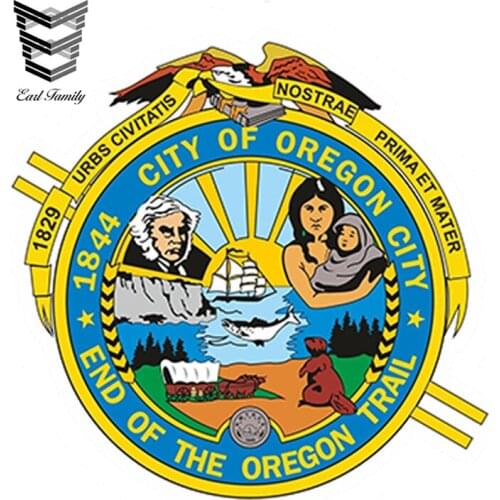 EARLFAMILY 13cm x 13cm Car Styling Waterproof Oregon City Seal Sticker for Bumper Skateboard Laptop Helmet Car Truck Boat Decal
