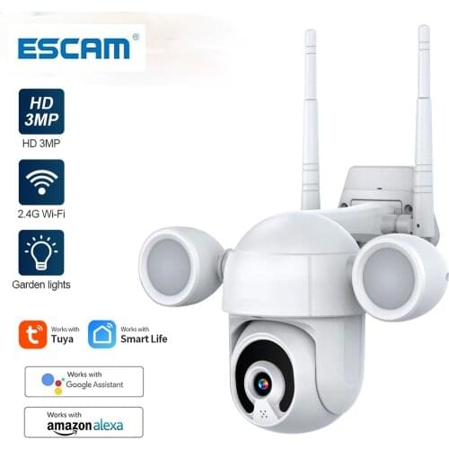 ESCAM 3MP FHD Wifi Action Camera Tuya Smart Life Cloud PTZ Dome Outdoor Google Home Alexa Surveillance Security IP CCTV Cam