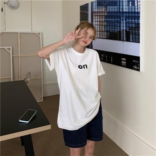 Womens T-shirts Tops Japanese Kawaii Ladies Ulzzang Loose Ins Letter Print Tshirt Female Korean Harajuku Clothes For Women