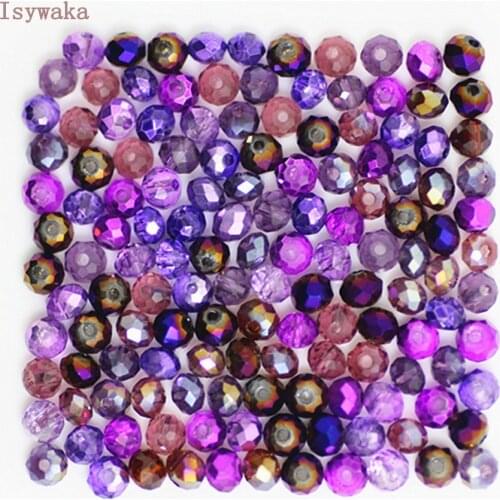 Isywaka Purple Multicolor 3*4mm 145pcs Rondelle Austria faceted Crystal Glass Beads Loose Spacer Round Beads for Jewelry Making