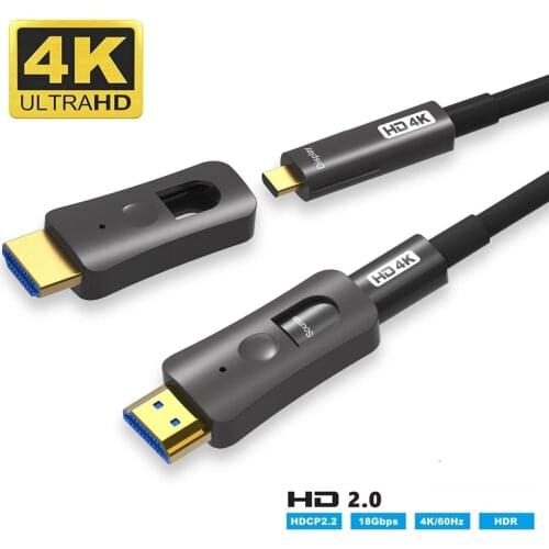 4K HDR Fiber Optic HDMI-compatible Cable Ultra HD 444 High Speed 18Gbps HDCP2.2 Ultra Slim Cord for Projector,Tablet,Camcorder