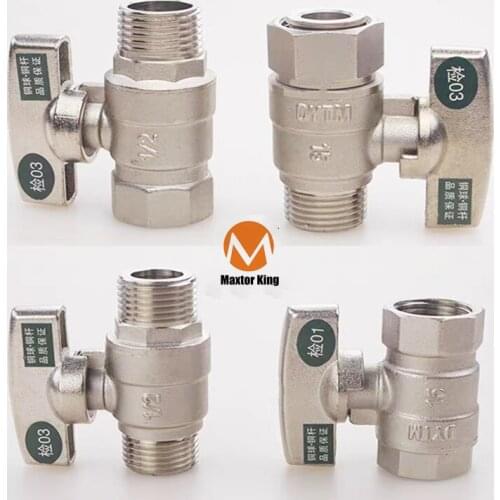 MK 1pcs DN15 Ball Valve Copper 1/2" Male to Female Thread 20mm Tube Quick Connect Water Oil Flow Control Plumbing Fitting