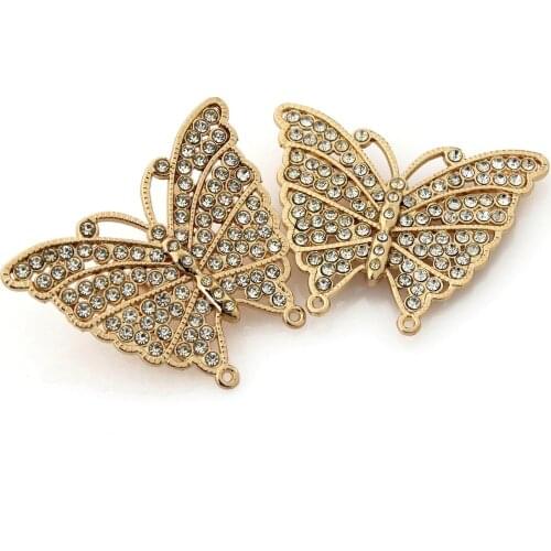 2pcs Metal Rhinestone Butterfly Shape Buckle Shoes Clip Clasp for Handbag Bag Garments Hardware Closure Bag Parts Accessories