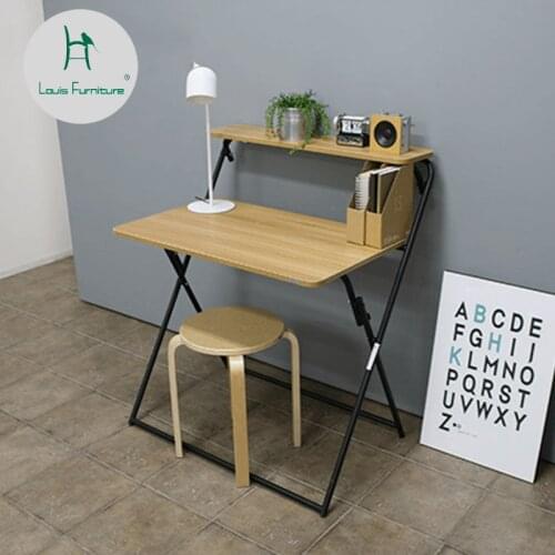 Louis Fashion Computer Desks Small Folding Portable Mini Table Simple Home Writing Provincial Space