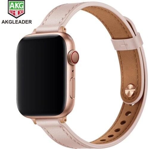 Fashion Thin Leather Strap for Apple Watch Series 6 5 4 3 2 SE Watch Bands for IWatch 38MM 40MM 42MM 44MM Bracelet Correa Wrist