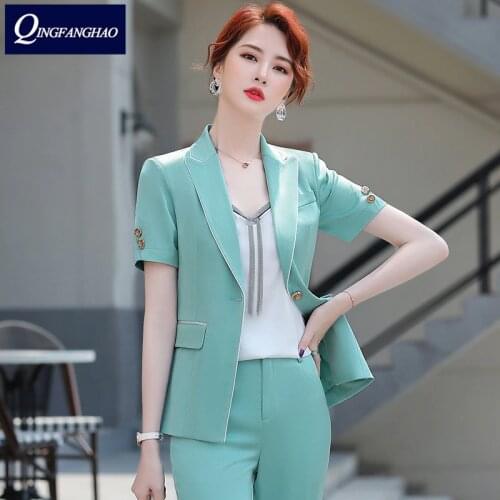 2020 summer new Korean professional blazer small suit woman two-piece suit more size age thinning suit