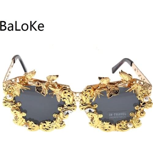 New Arrival Fashion Baroque Sunglasses Metal Flowers Decoration Summer Sun Glasses Outdoor Beach Accessories Summer Sunglasses