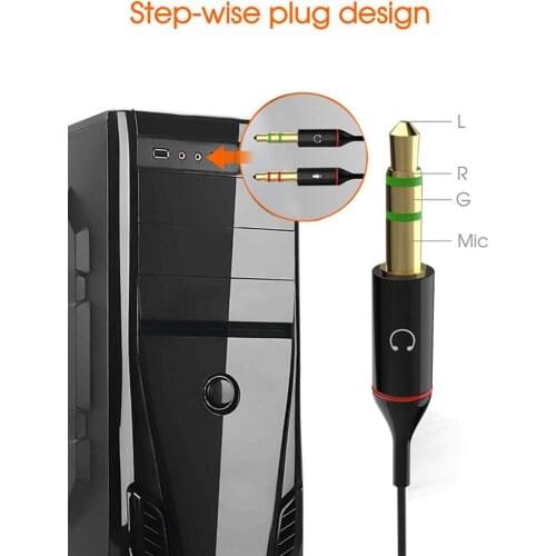 New 3.5.5mm Y Splitter Cable For Headphone Computer Female To 2 Male Black White Mic Audio Headset To PC Stereo Adapter