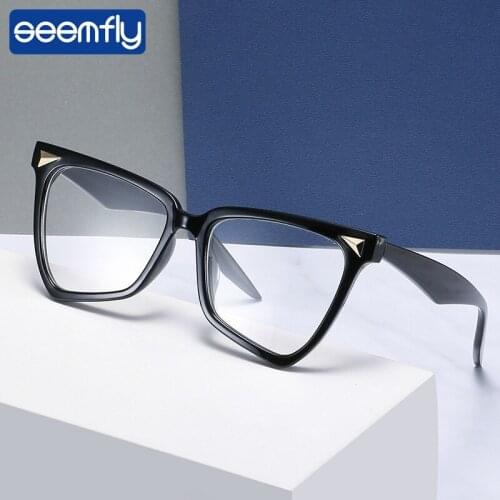 Seemfly Colorful Clear Lens Glasses Frame Vintage Retro Women Cat Eye Anti-blue light Eyewear Female Computer Optical Eyeglasses