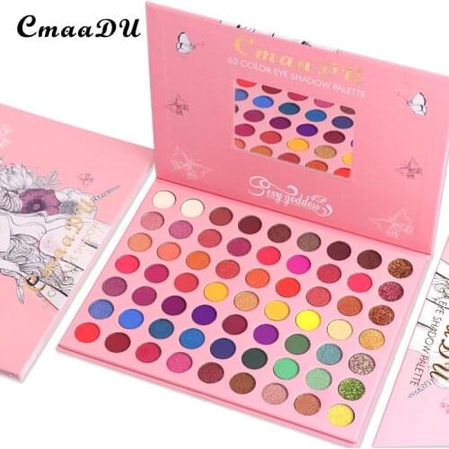 63 Color Matte Eyeshadow Palette Glitter Fine And Smooth Powder Sequin Metallic Waterproof Eye Shadow Lasting Makeup Gift TSLM1