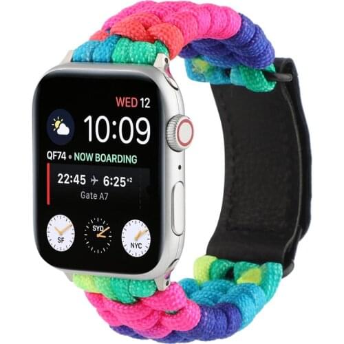 Fashion Nylon Rainbow Colors Braided Rope Bracelet For Apple Watch Band 38mm 40mm 42mm 44mm Apple iWatch Strap 1 2 3 4 5