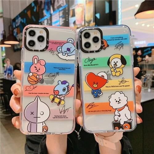 Clear Cute Cartoon Animal Phone Case for iPhone 12 mini 11 Pro Max X XR XS 7 8 Plus Max back Cover Transparent Soft shell