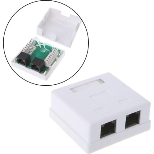 RJ45 Junction Box CAT5e Network Connector 2 Port Desktop Extension Cable Box
