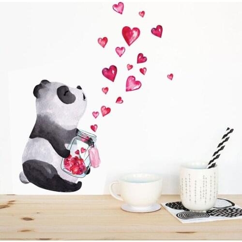 Hand Drawn Panda Wall Sticker Chinese Style Art Mural Living Room Bedroom Cabinet Decoration Home Decor Cute Stickers