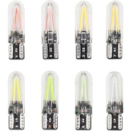 T10 194 2825 WY5W W5W Filament Lights COB LED Glass Shell Wedge Auto Parking Bulbs CANBUS Car Lights Reading Dome Lamp DC 12V