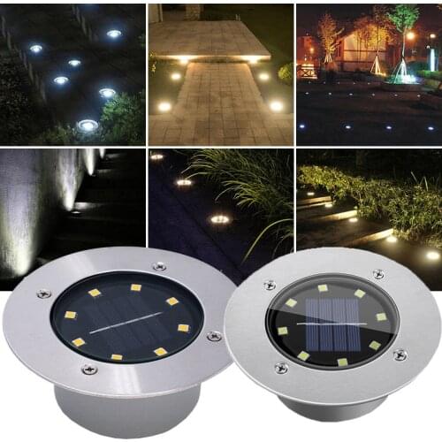 Thrisdar 8LED Solar Power Buried Light Outdoor Pathway Garden Solar ground Light Landscape Step Floor Deck Light