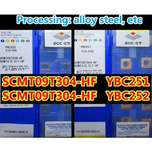 YBC251 YBC252 SCMT09T304-HF 10pcs 20pcs 50pcs 100pcs 100% original Zcc.ct Carbide insert Processing: alloy steel, etc