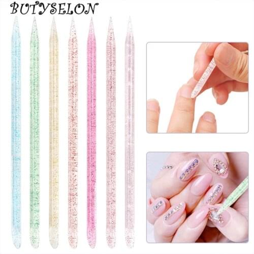 100pcs Reusable Nail Art Crystal Stick Double End Cuticle Pusher Cuticle Remover Tool Pedicure Care False nails Manicures Tools