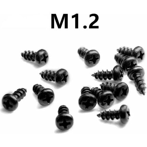 1000pcs/lot M1.2x3/4/5mm GB845 PA Carbon steel black cross round head self-tapping screw