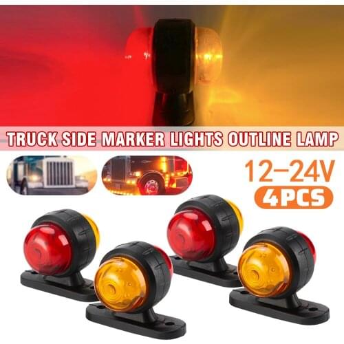 4pcs 12V/24V 2 LED Waterproof Truck Trailer Turn Signal High Brightness Lower Power Car Side Lamp For Trucks Trailers