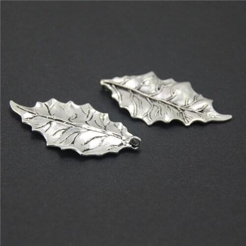 5pcs Zinc Alloy Silver Color Big Leaf Charms Pendants Fits Bracelets Jewelry Making A2240