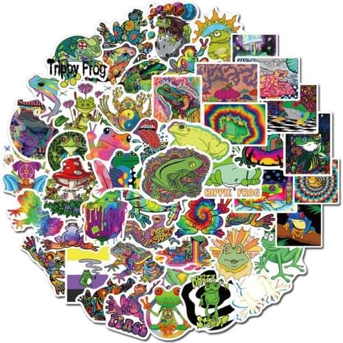50Pcs Graffiti Stickers Frogs Pattern Multi-Function PVC Pencil-box Stationery Decals Skateboard Handbags Car Cartoon Sticker