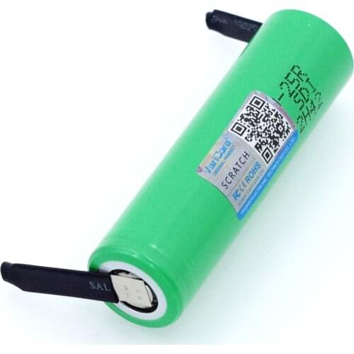 6PCS/lot VariCore New Original 18650 2500mAh battery INR1865025R 3.6V discharge 20A dedicated batteries + DIY Nickel sheet
