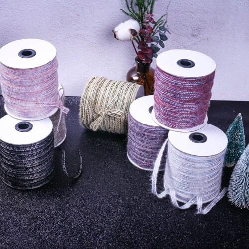 7mm Silver thread ribbon handmade bow clothing accessories baking gift box packaging rib ribbon 150yards