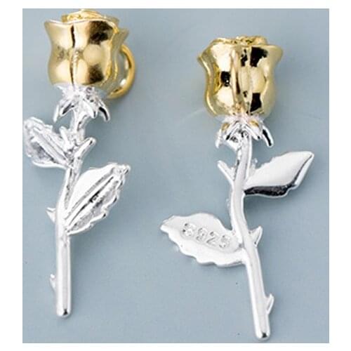 925 Sterling Silver Exquisite Craftwork Stereo Rose Charms 20x9mm Pretty Women Hand Made Silver Pendants DIY Fine Jewelry Making