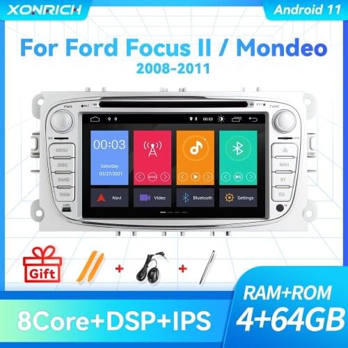 IPS 4GB 2 din Android 10 Car Radio For Ford Focus 2 3 mk2 Mondeo 4 Kuga Fiesta Transit Connect S-MAXC-MAX Galaxy Multimedia GPS