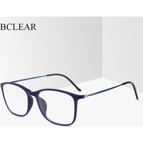 BCLEAR Fashion TR90 Glasses Frame Men or women Ultralight Unisex Square Plain Glass Eyeglasses Male Optical Frame Eyewear Hot