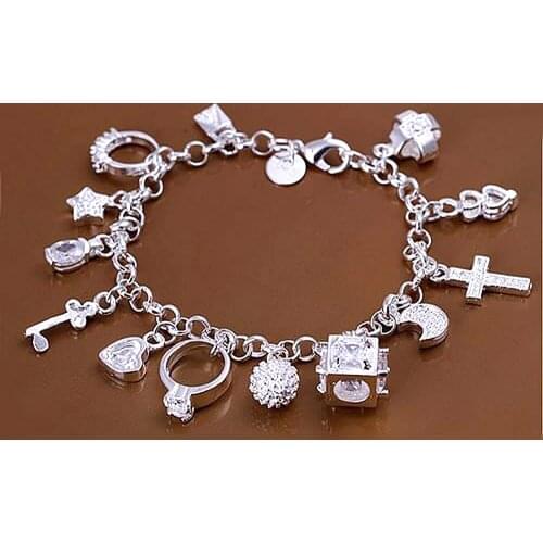 Free shipping women silver bracelet silver fashion jewelry charm bracelet Pendants Bracelet