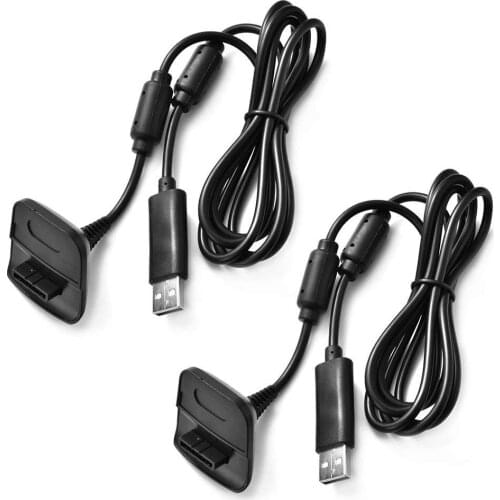 2pcs Wireless Controller USB Charging Cable Charger Compatible For Microsoft Xbox360 / xBox 360 Slim Wireless Game Controllers