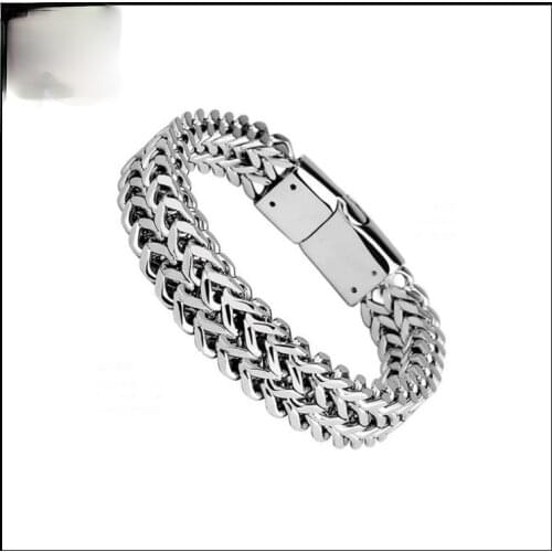 New Punk Cuba Chain Stainless Steel Bracelet Domineering Mens Silver Plated Bracelet Trend Mens Motorcycle Party Jewelry