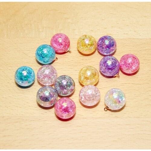 10Pcs Korean Floral Beads Crystal Hair Ornaments Star 16mm Gradually Pink Candy Magic DIY Handmade Material for Earring Keychain