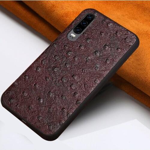 Genuine Leather Cowhide ostrich pattn feet phone case For Huawei Mate 30 Mate 20 Honor Honor 8X 10 Lite P30 P20 FLuxury Cover