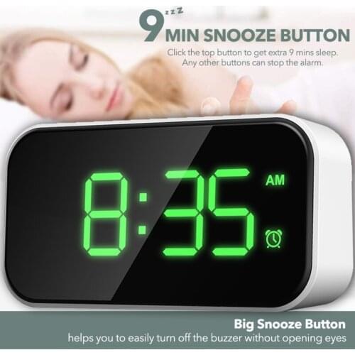 Digital Alarm Clock Full LED Mirror Screen 5-inch Creative Digital Clock Touch Alarm Electronic Watch Large Time Home Decor Hot