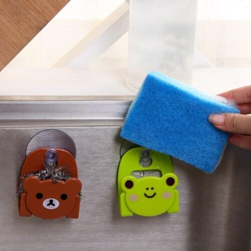 Kitchen Sink Sponge Dish Cloth Scrubbers Holder Cartoon With Strong Suction Cup