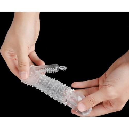 Dual Vibrating Spike Penis Sleeves Condoms Penis Extension Cock Ring G-Spot Clit Clitoris Stimulation Dildo Vibrators Sex Toys