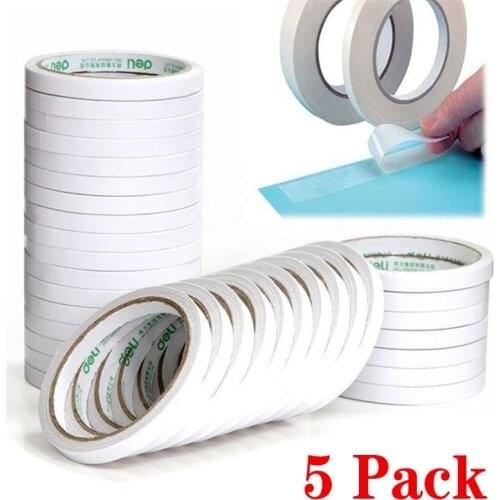 5 Rolls Double Sided Adhesive Tape White Super Strong Double Faced Adhesive Tapes for Home DIY Craft Office Supplies