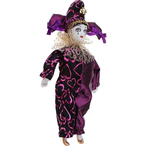Porcelain Dolls Teardrop Clown Doll Wearing Purple Outfits Halloween Gifts