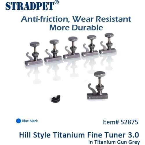 STRADPET British/Hill Style Titanium FineTuner 3.0 with Special Alloy Bolt in Gun Grey, Violin Accessories, Blue Mark