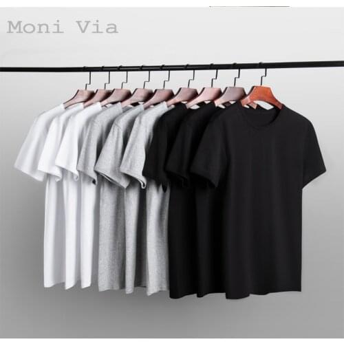 New Arrival Summer Mens T-Shirt Solid Color Round Collar Short Sleeve Shirts Fashion Brand Loose Casual Fashion Top Men Clothes
