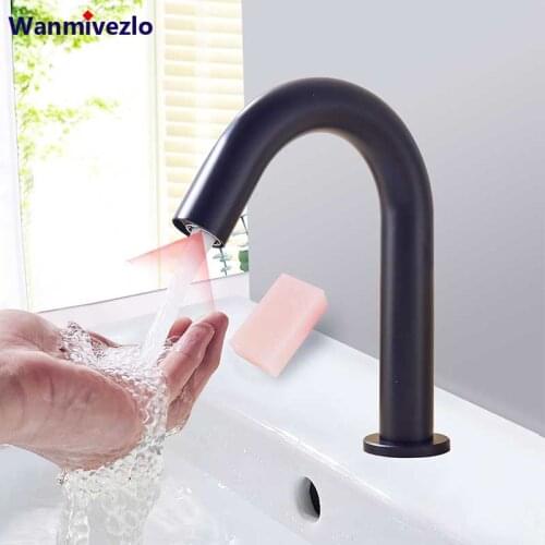Black Sensor Faucet Automatic Inflrared Sensor Hand Touch Tap Cold Hot Mixer Tap Sink Mixer Deck Mounted Bathroom Basin faucets